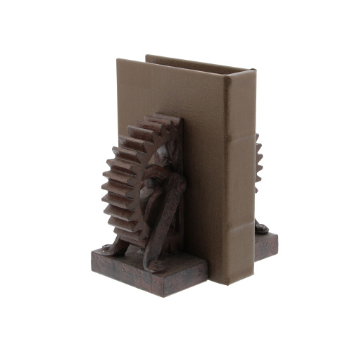 UMA 603324 Set of 2 Brown Polystone Industrial Gear Bookends 6