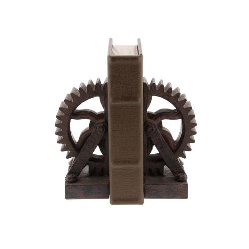 UMA 603324 Set of 2 Brown Polystone Industrial Gear Bookends 8