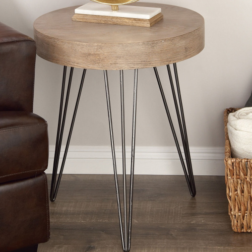 UMA 603419 Brown Wood and Metal Modern Accent Table 2