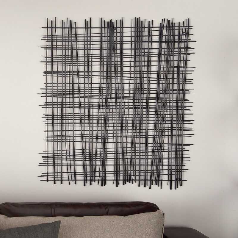 603420 Black Contemporary Abstract Metal Wall Decor, 25" x 47"