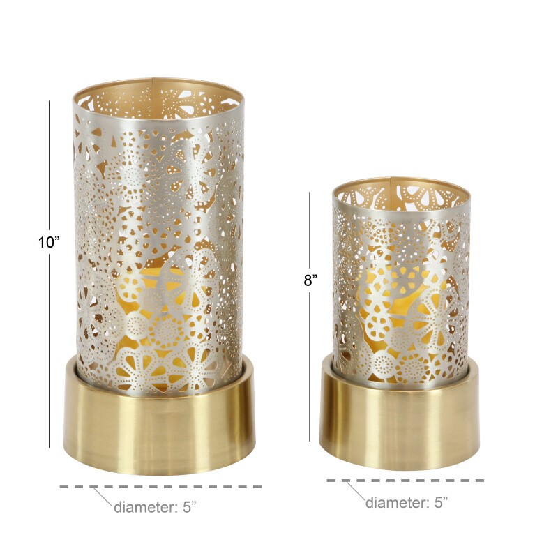 UMA 603491 Set of 2 Gold Metal Eclectic Lantern 2