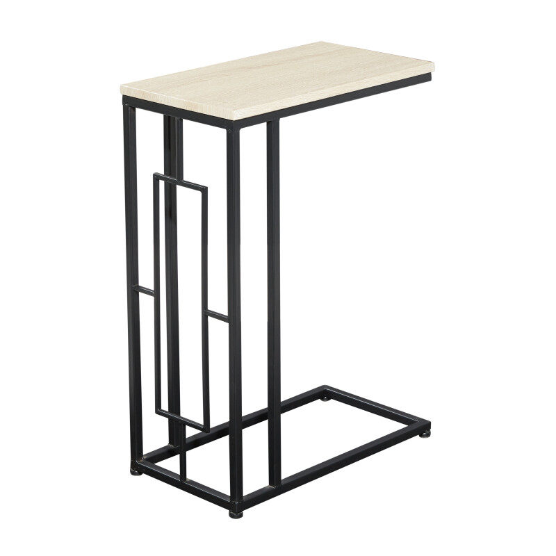 603621 Black Metal and Wood Contemporary Accent Table, 26" x 19" x 10"