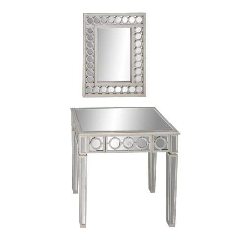 603654 Set of 2 Grey Wood Glam Console Table, 31" x 31"