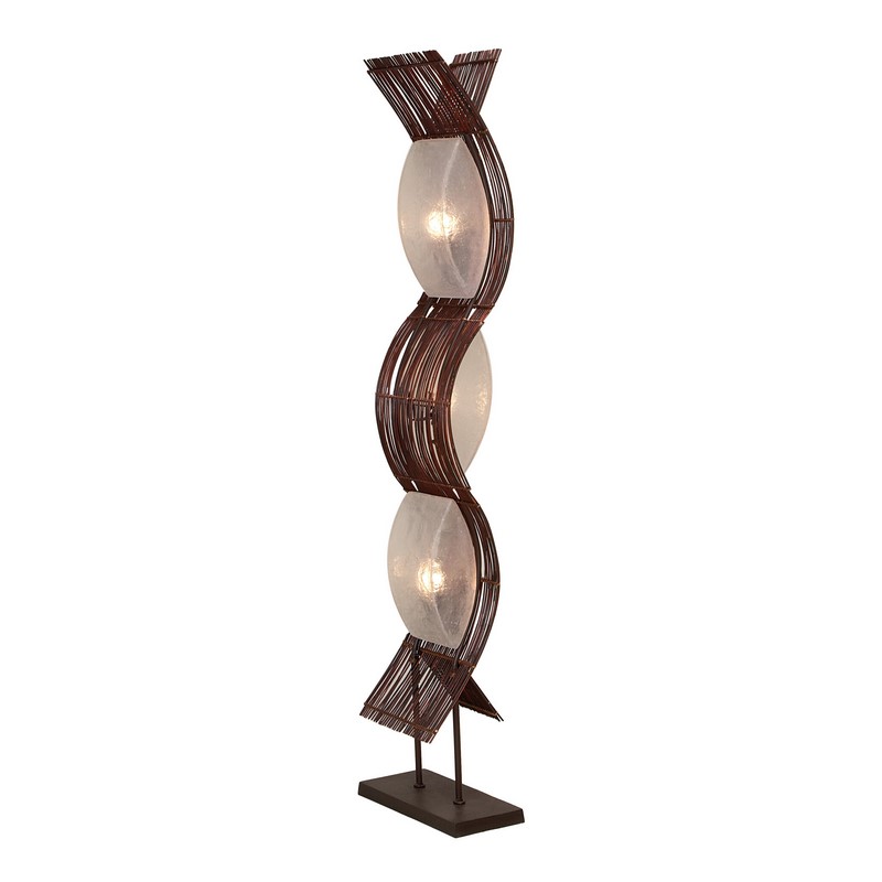 Brown Bamboo and Metal Coastal Floor Lamp, 67" x 17" x 7"