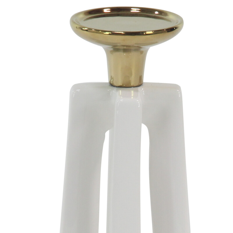 UMA 603770 CosmoLiving by Cosmopolitan Set of 2 White Ceramic Modern Candle Holder 5
