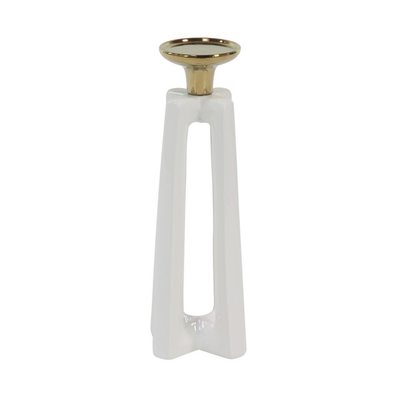 UMA 603770 CosmoLiving by Cosmopolitan Set of 2 White Ceramic Modern Candle Holder 6