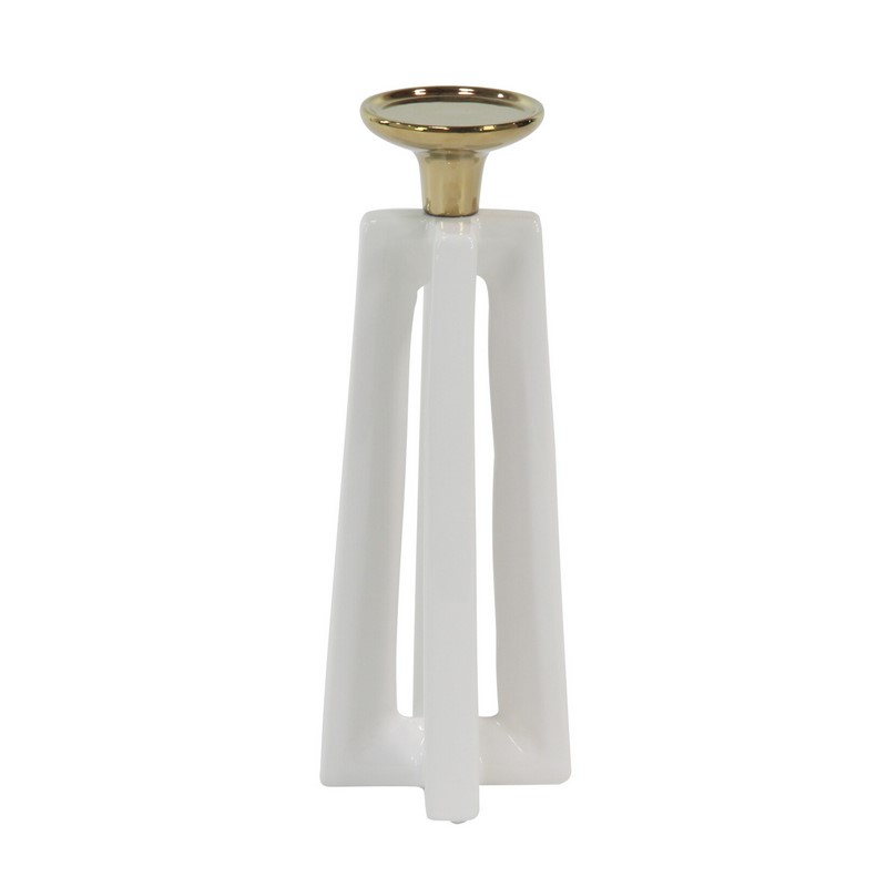 UMA 603770 CosmoLiving by Cosmopolitan Set of 2 White Ceramic Modern Candle Holder 7