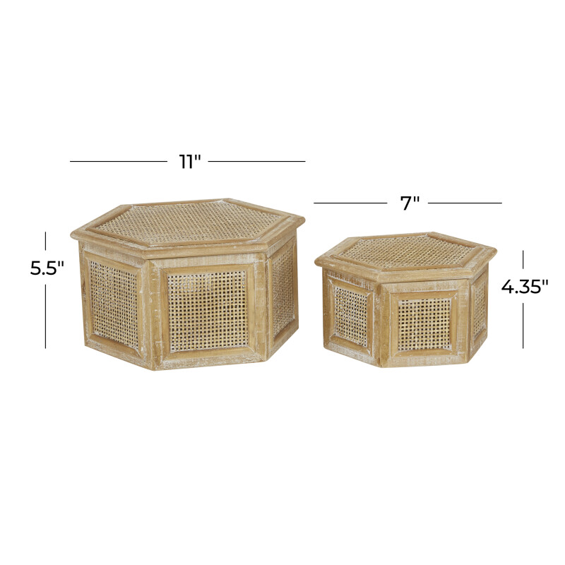 UMA 603875 Set of 2 Brown Wood Country Cottage Box 2