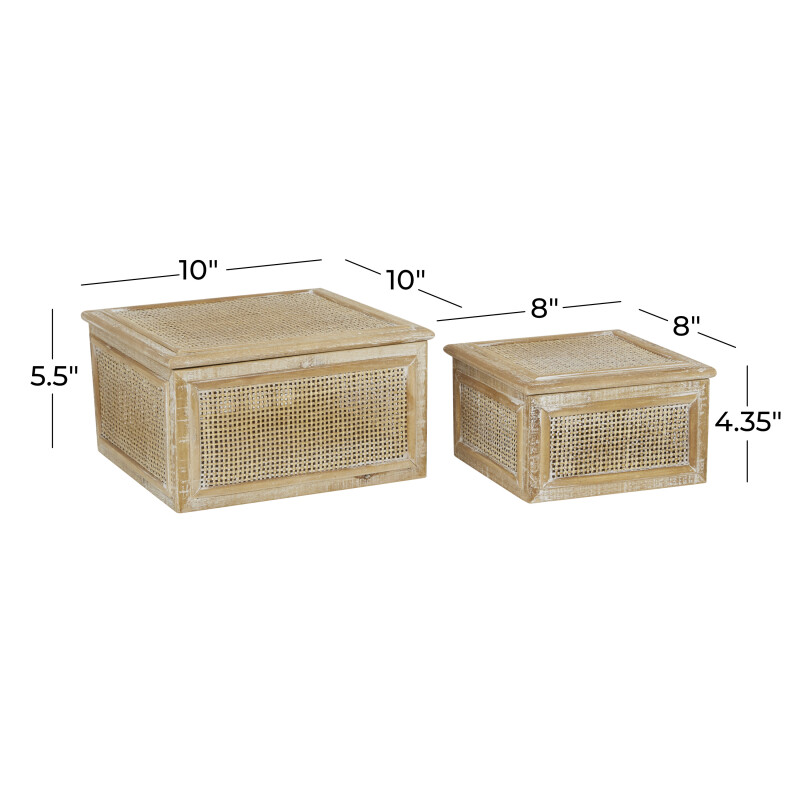 UMA 603876 Set of 2 Brown Wood Country Cottage Box 2
