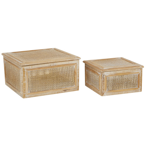 603876 Set of 2 Brown Wood Country Cottage Box, 8", 10"