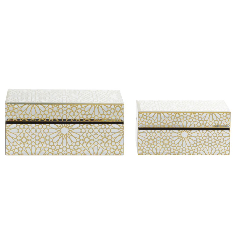 UMA 603928 CosmoLiving by Cosmopolitan Set of 2 Gold Wood Glam Box 3