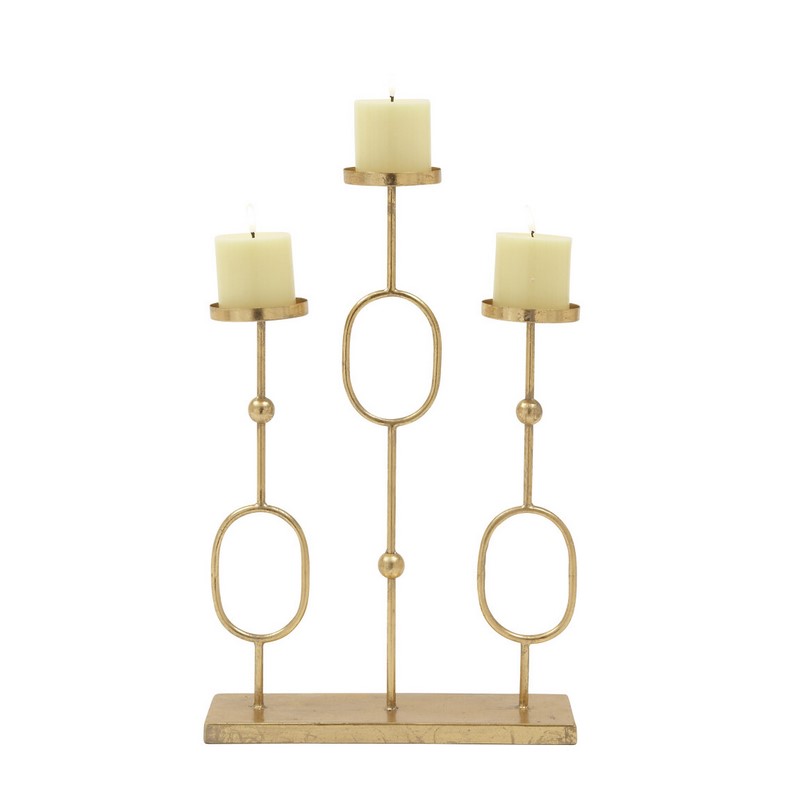 604132 CosmoLiving by Cosmopolitan Gold Candlestick Holders, 20" x 13" x 4"