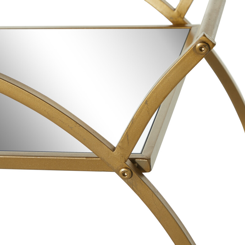 UMA 604156 Gold Metal and Mirror Contemporary Bar Cart 11