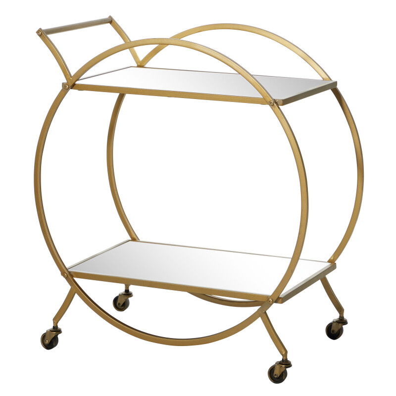 UMA 604156 Gold Metal and Mirror Contemporary Bar Cart 12