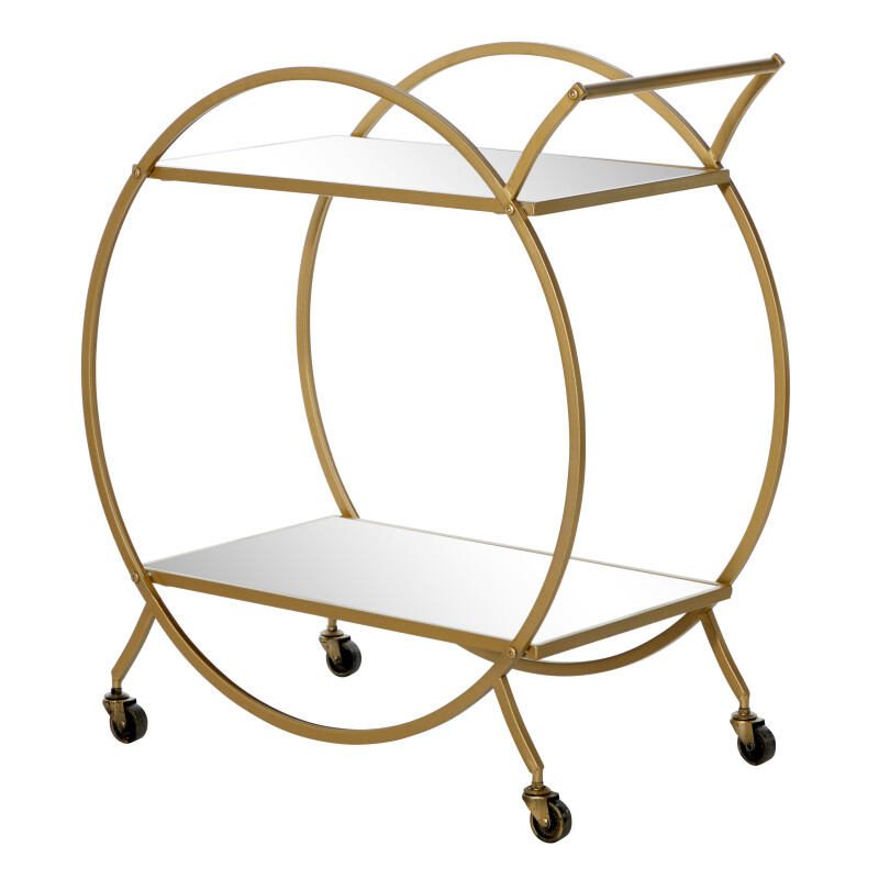 UMA 604156 Gold Metal and Mirror Contemporary Bar Cart 9