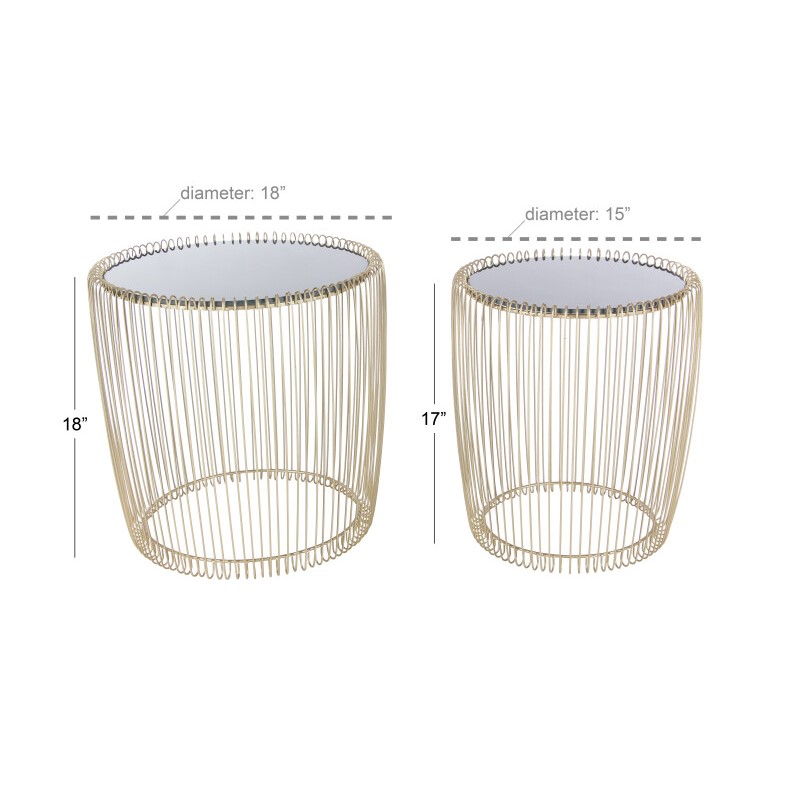 UMA 604163 Set of 2 Gold Metal Contemporary Accent Table 3