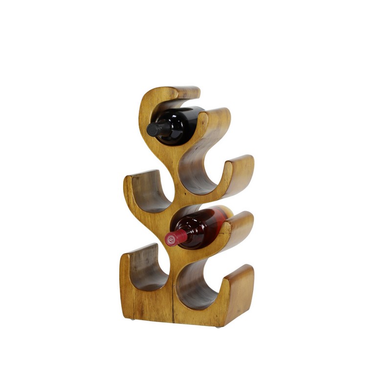 604181 Brown Wood Rustic Wine Holder Rack, 20" x 10" x 6"