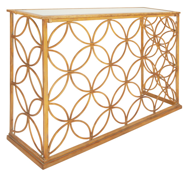 Gold Traditional Metal Console Table, 32" x 47"