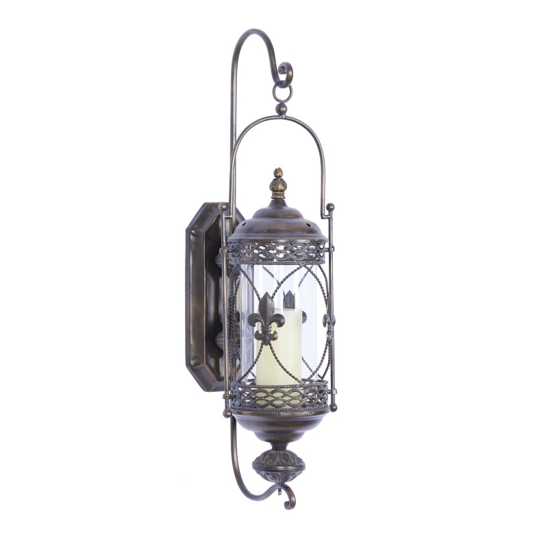 Brown Glass Traditional Candle Wall Sconce, 30" x 10" x 8"
