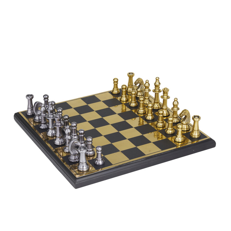 604909 Gold Aluminum Traditional Game Set, 5" x 17" x 17"
