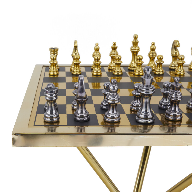UMA 604911 Gold Aluminum Contemporary Game Set Table 4