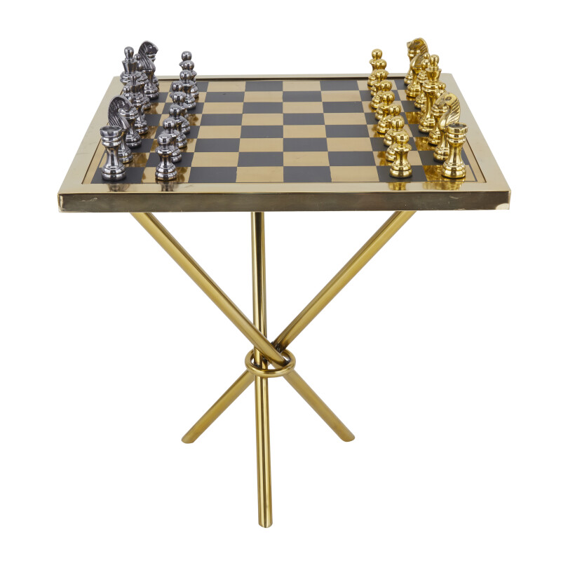 UMA 604911 Gold Aluminum Contemporary Game Set Table 8