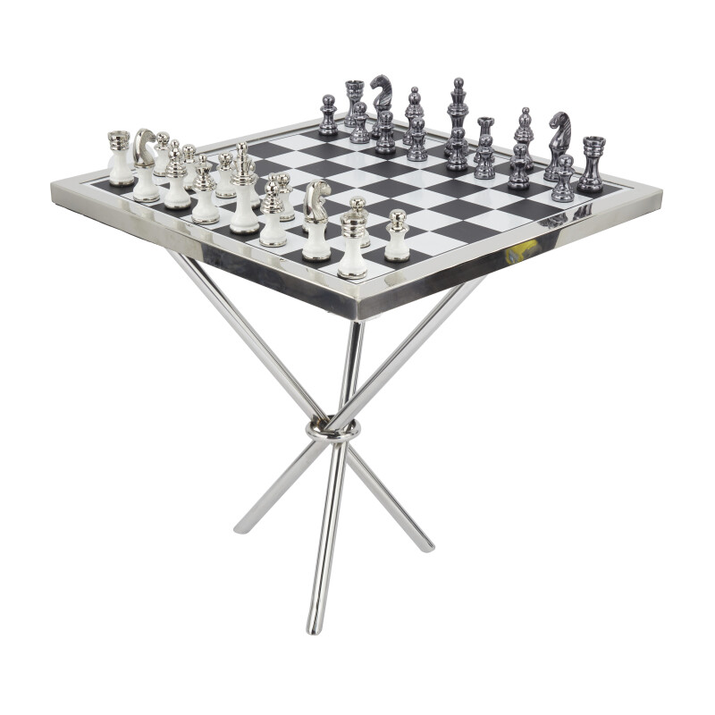 UMA 604912 Silver Aluminum Contemporary Game Set Table 7