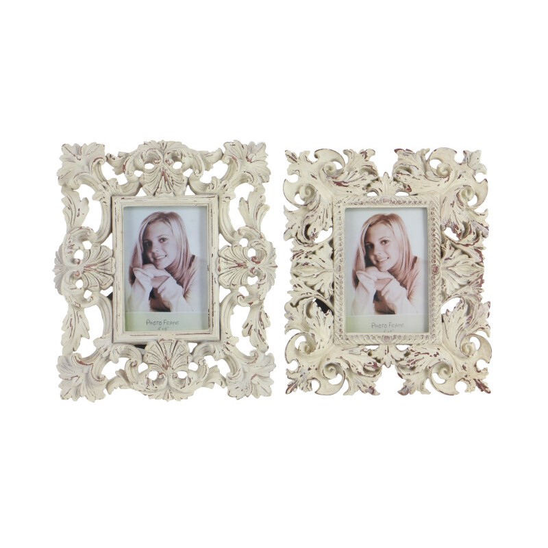 UMA 604963 Set of 2 White Polystone Traditional Photo Frame 8