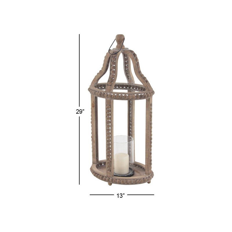 UMA 605013Brown Recycled wood Natural Candle Holder Lantern 2