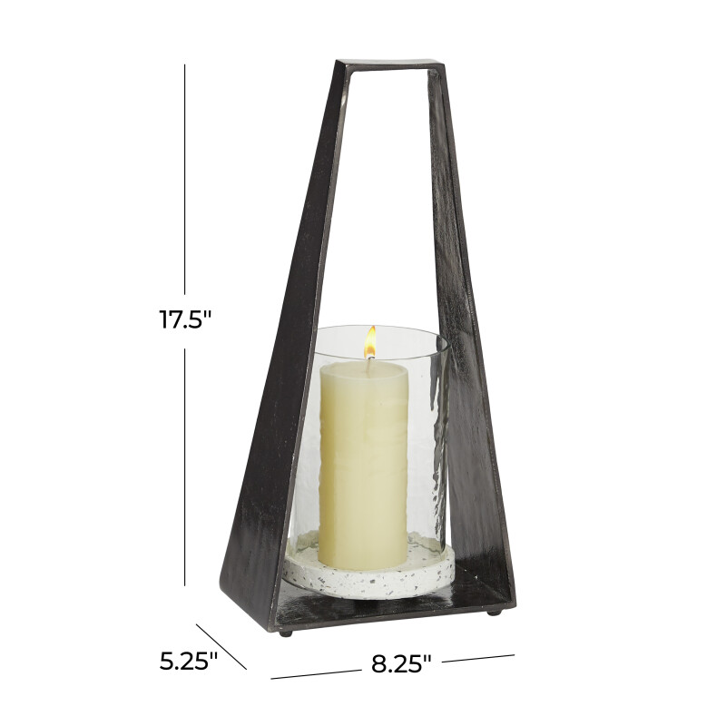 UMA 605237 Black Terrazzo Contemporary Candle Holder Lantern 2