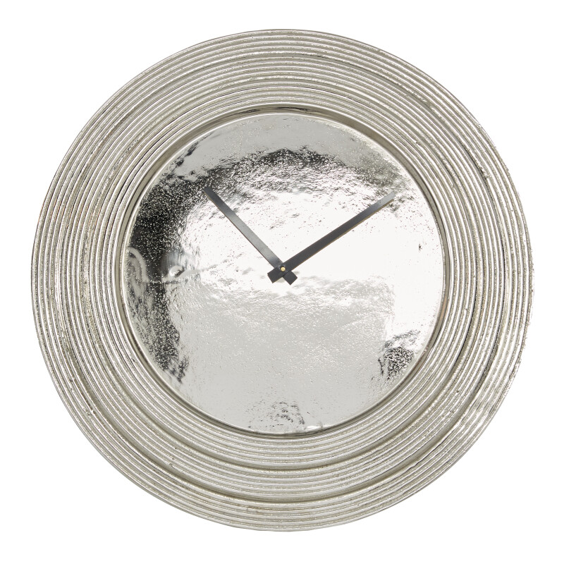 605261 Silver Glam Aluminum Wall Clock, 24" x 24"