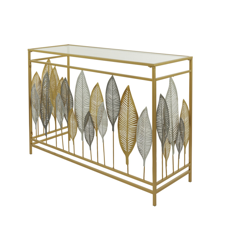 605336 Gold Metal Contemporary Console Table, 30" x 44" x 16"