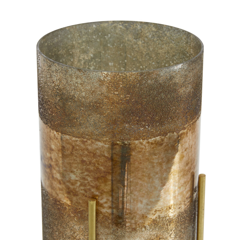 UMA 605412 Set of 2 Brown Glass Contemporary Candle Holder 3