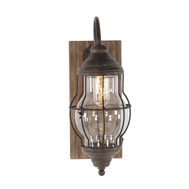 605521 Brown Metal Industrial LED Wall Sconce, 17" x 5" x 11"