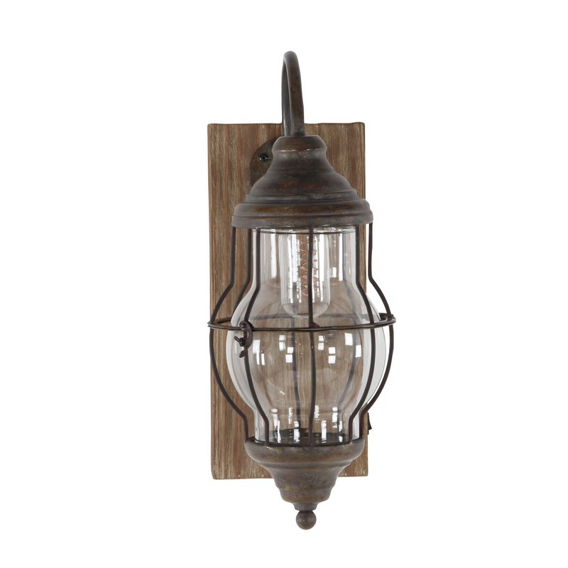 Brown Metal Industrial LED Wall Sconce, 17" x 5" x 11"