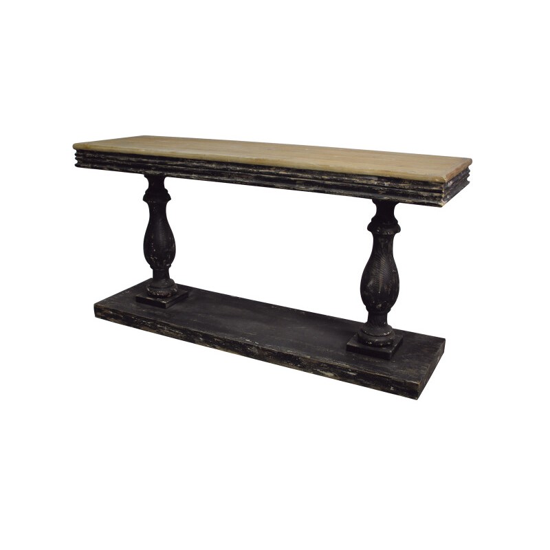 605629 Black Vintage Wood Console Table, 31" x 59"