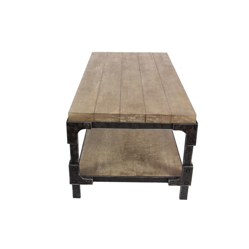 UMA 605665 Brown Wood Industrial Coffee Table 7