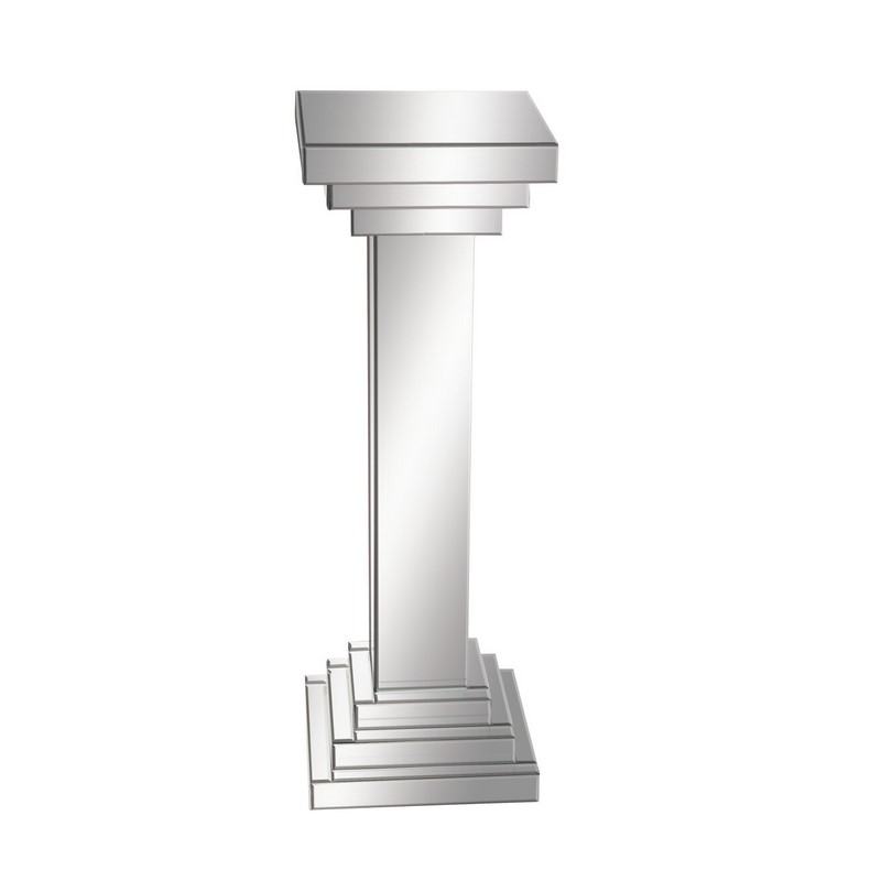 Silver Wood Glam Pedestal Table, 36 " x 12 " x 12 "