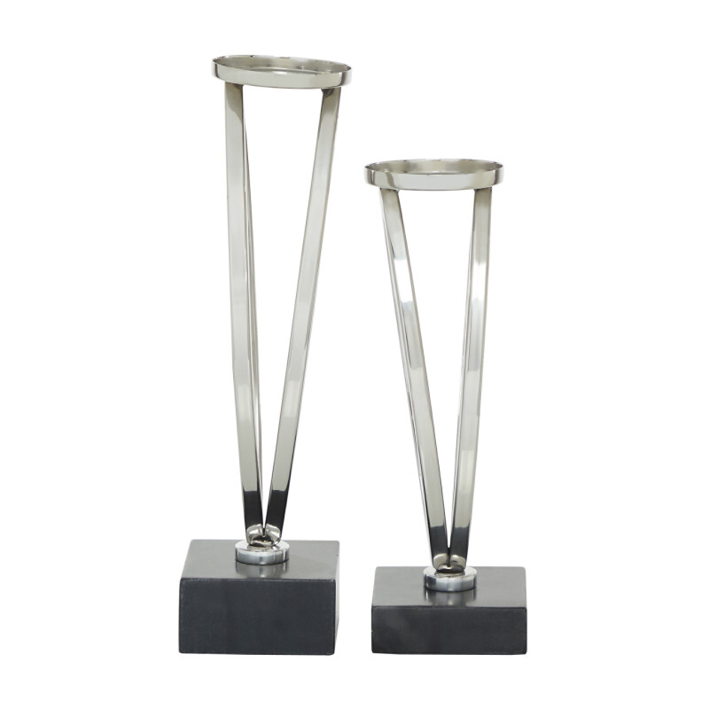 UMA 606121 Set of 2 Silver Stainless Steel Candle Holder 3