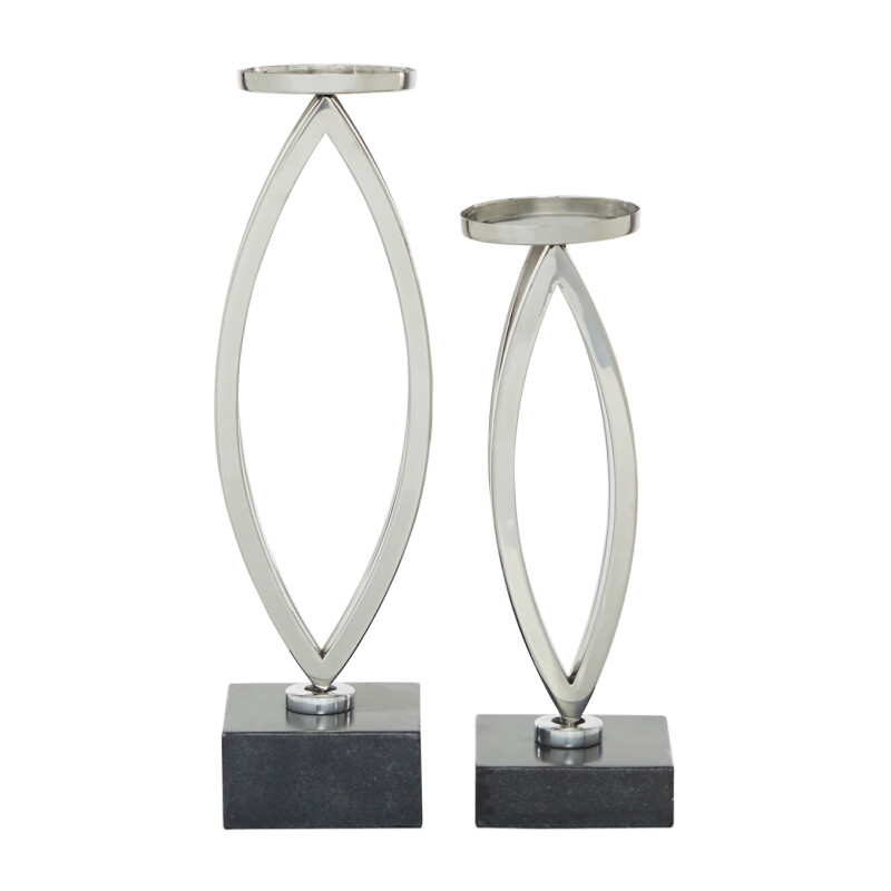 UMA 606121 Set of 2 Silver Stainless Steel Candle Holder 6