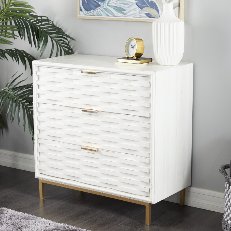 606411 White Wood Contemporary Cabinet, 32" x 32" x 16"