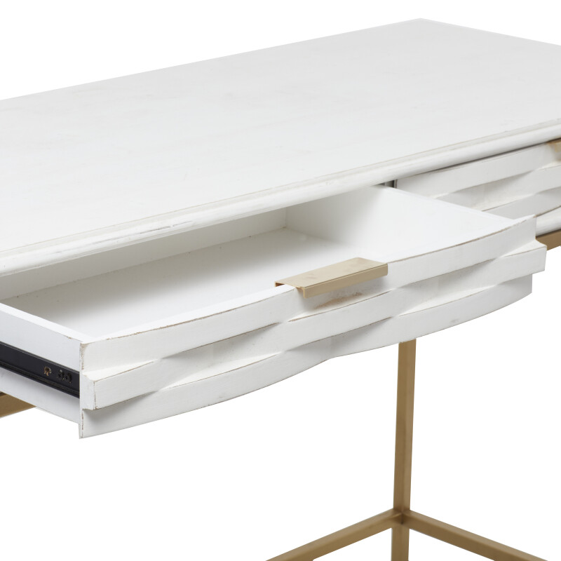 UMA 606412 White Metal Contemporary Console Table 5