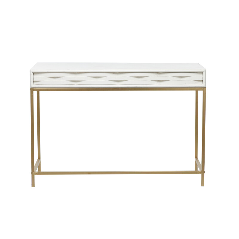 White Metal Contemporary Console Table, 31" x 46" x 20"