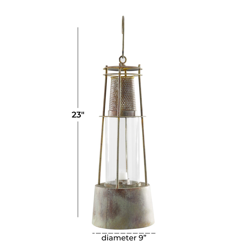 UMA 606651 Brown Metal Rustic Lantern 2