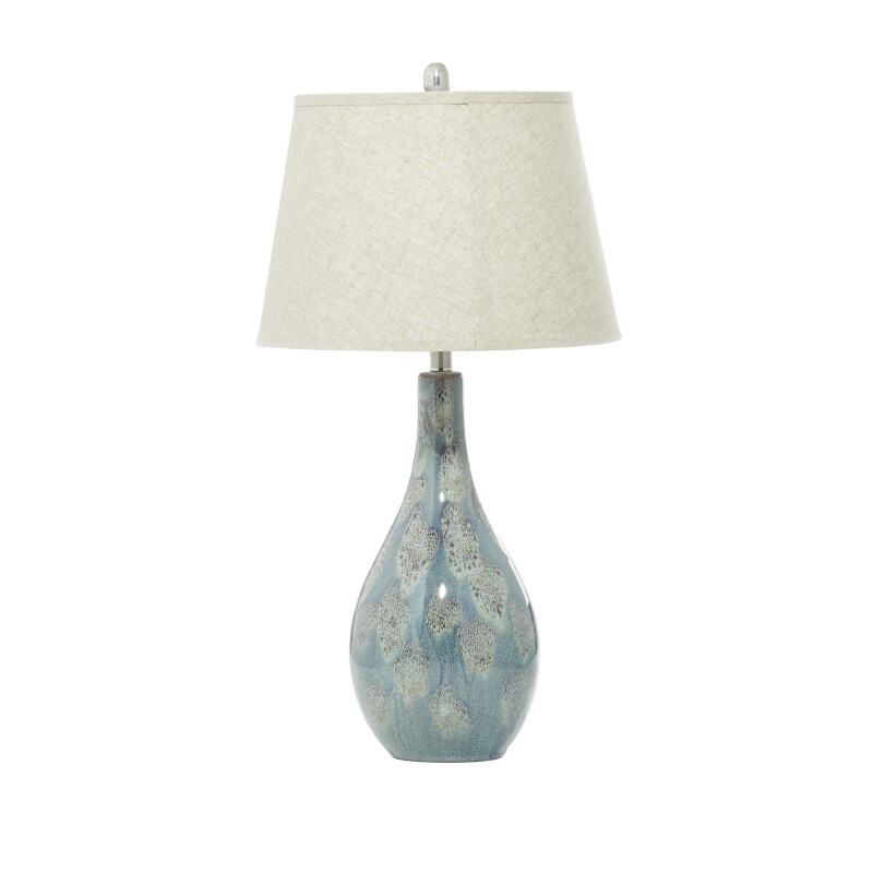 606721 Set of 2 Turquoise Ceramic Coastal Table Lamp, 32"