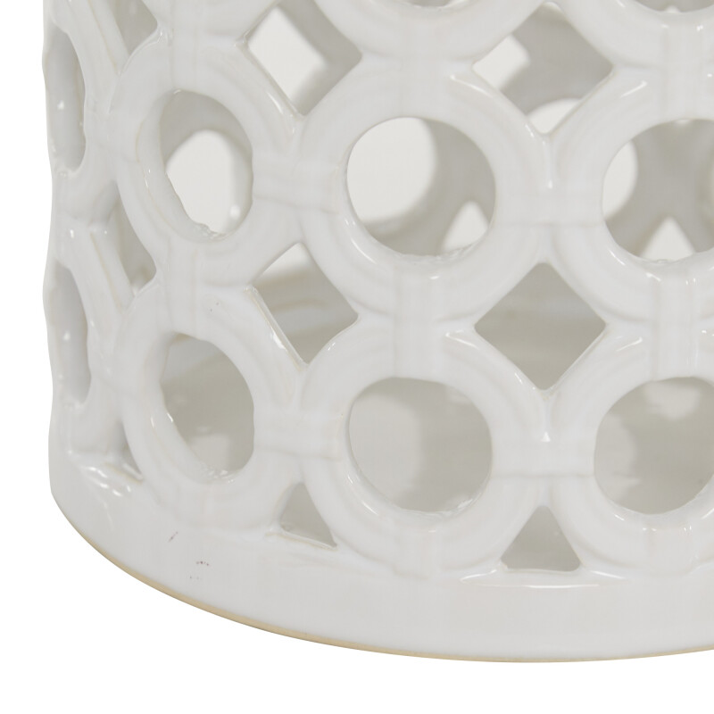 UMA 606935 White Ceramic Contemporary Candle Holder Lantern 4