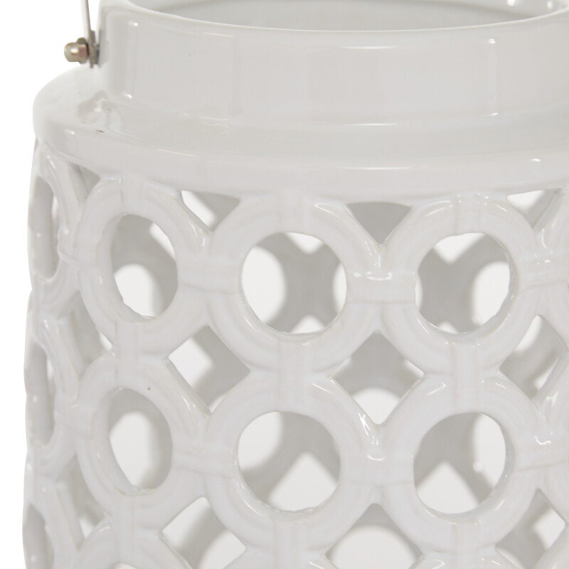 UMA 606935 White Ceramic Contemporary Candle Holder Lantern 5