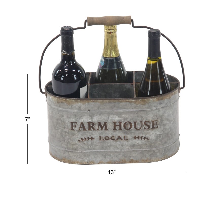 UMA 606949 Grey Metal Farmhouse Wine Holder 2