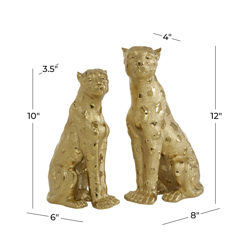 UMA 607041 Set of 2 Gold Porcelain Glam Leopard Sculpture 2