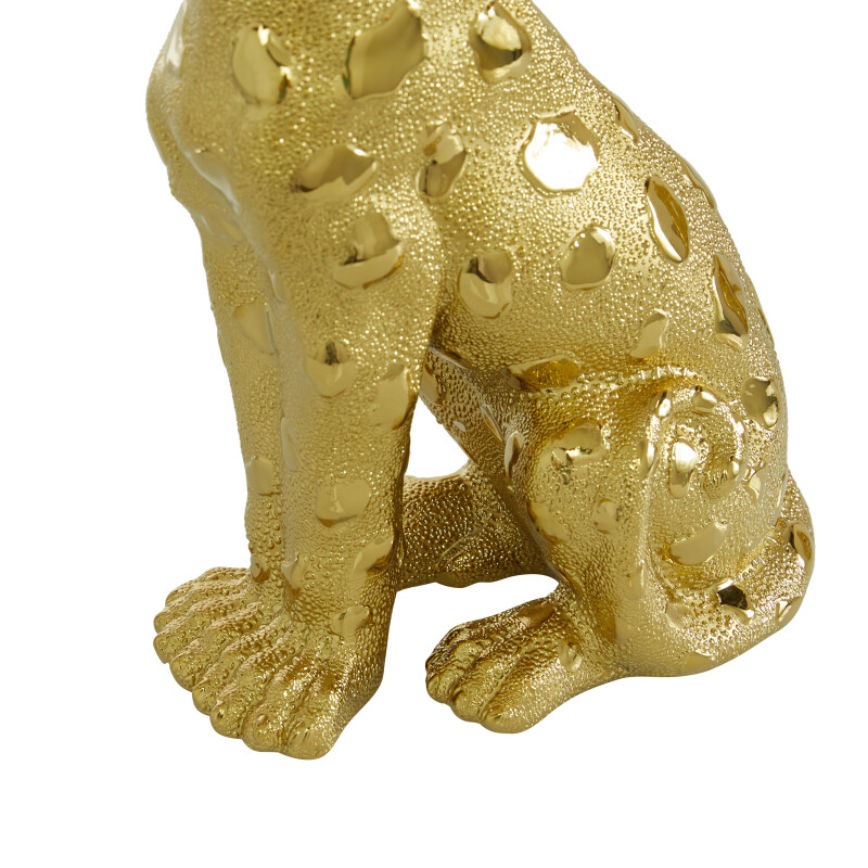 UMA 607041 Set of 2 Gold Porcelain Glam Leopard Sculpture 4